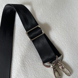 Crossbody Strap in Black hardware, Nickel hardware, made of 1 1/2 seat belt webbing, travel, gym, messenger strap, Guitar Straps image 6
