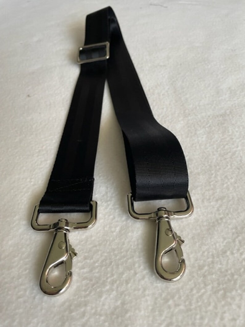 Crossbody Strap in Black hardware, Nickel hardware, made of 1 1/2 seat belt webbing, travel, gym, messenger strap, Guitar Straps Nickle Hardware (A)