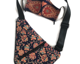 Textile sling bag, sling purse, Ready-to-Ship, Shoulder pack, shoulder purse, crossbody purse, textile fabric