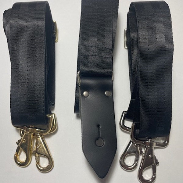 Crossbody Bag Purse Strap, Nickel hardware, Black hardware, Gold Hardware, Guitar Strap,  made of 1 1/2" seatbelt webbing, purse strap,
