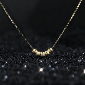 Minimalist 18K Gold Plated Bead Necklace, Five Lucky Beads Necklace for Women, Elegant Dainty Jewelry Gift for Her, Everyday Gold Chain