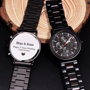 Personalized Engraved Men&#39;s Watch,Mens Watch,5th Anniversary gift for husband,5 years wedding anniversary gift,Anniversary Gift for Men