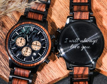 Personalized Engraved Wood Watch, Valentine's Day Gifts for Men,Anniversary Gift