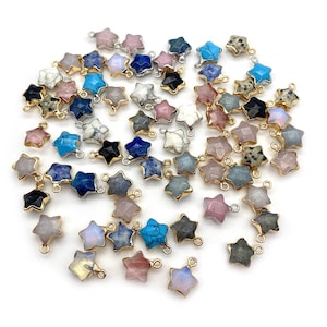 Natural Gemstone Star Charms for DIY Necklace Making, Stone Star Pendant Findings, DIY Jewelry Making Supplies, 13x15mm - T210713017
