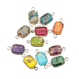 Natural Stone Charm Connector, Faceted Gemstone Bezel Connector Charm For Jewelry Making, DIY Jewelry Findings Supply, 11*24mm - T250315031