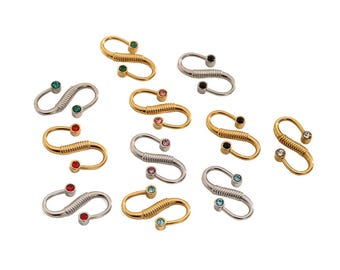5pcs/lot Non Tarnish Stainless Steel Hook Clasp Connectors for Necklace Chain, Connector Hook Closure for Jewelry Making Supplies, CY-3391