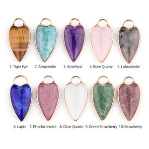 Natural Gemstone Long Heart Pendants for Jewelry Making, Stone Heart Bezel Charms, Jewelry Findings Supplies