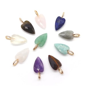 3pcs/lot Natural Gemstone Long Heart Shape Pendant for Necklace Making, Crystal Heart Charms, Jewelry Findings Supplies, DIY Gift