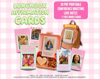 Lunchbox Affirmation Cards for Girls (Ages 3–12) | Printable Confidence & Body Safety Notes | PDF Kids Encouragement Pack | PDF Download