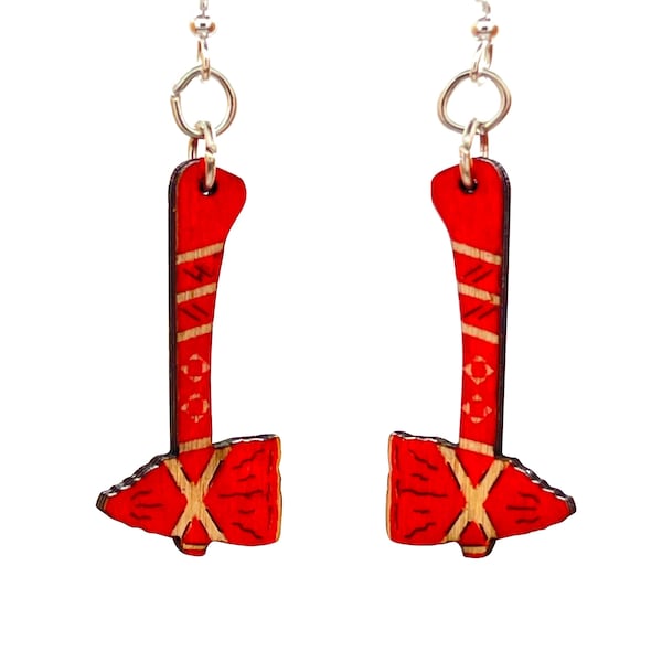 Tomahawk #1719 - Earrings laser Cut from Sustainable Wood Source