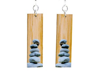 Stacked Stones Bamboo Earrings #980