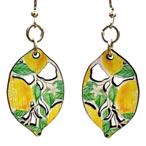 Lemon Blossoms - Wood Earrings - 198