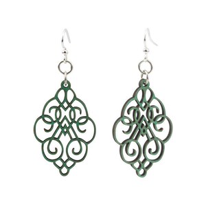 Arabesque Scroll Wood Earrings #1618