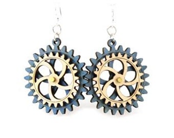 Kinetic Gear Earrings - laser Cut from Reforested Wood #5002G