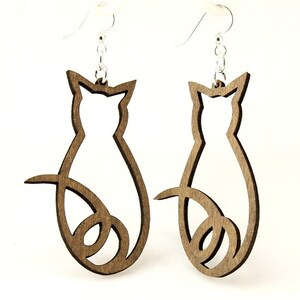 Cat Silhouette Wooden Earrings image 3