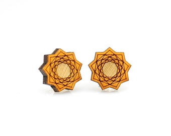 Vector Flower Studs -  Laser Cut Earrings from Reforested Wood