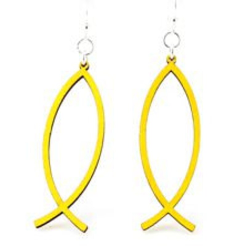 Neel, Ichthus Fish Hand Painted Earrings