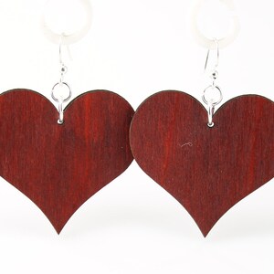 Large Solid Heart Wood Earrings image 1