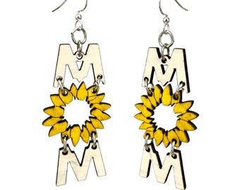 Sunflower Mom Earrings - Wood Earrings