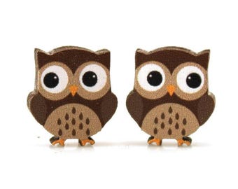フクロウのスタッドピアス