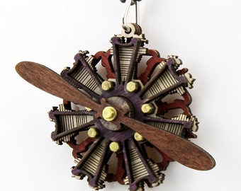 Radial Propeller Engine Pendant #7001A - Made from Wood
