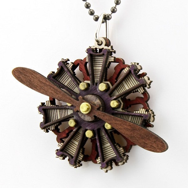 Radial Propeller Engine Pendant #7001A - Made from Wood