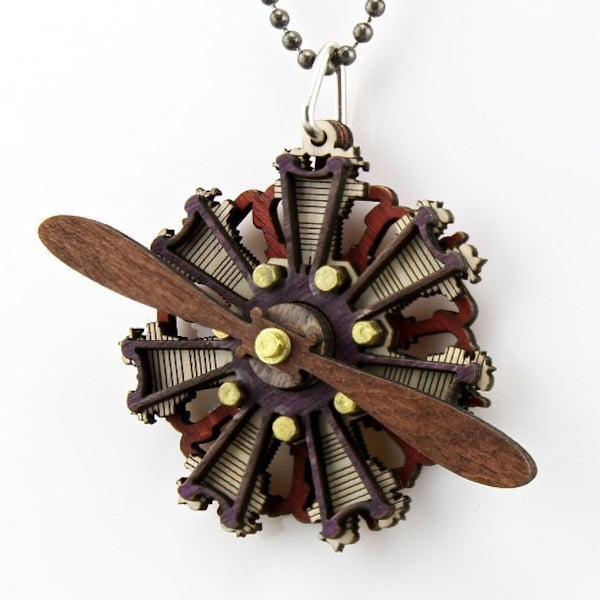 Radial Propeller Engine Pendant #7001A - Made from Wood