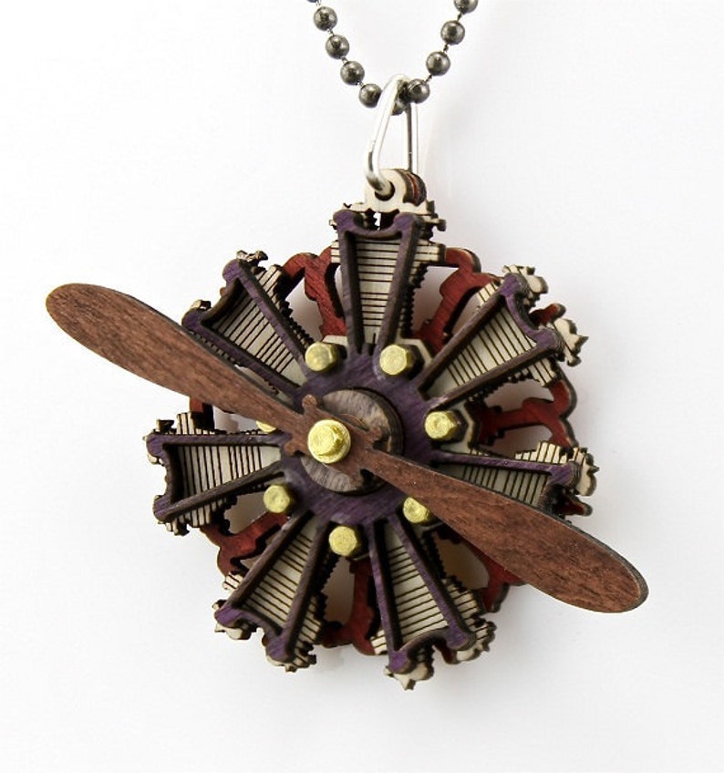 Radial Propeller Engine Pendant 7001A Made from Wood image 1