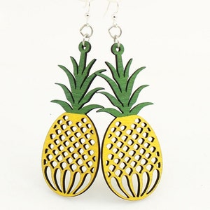 Pineapples Laser Cut Wood Earrings image 2