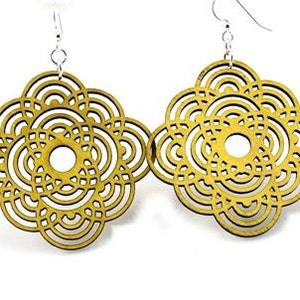 Circle Flower Laser Cut Wood Earrings from Reforested Wood image 1