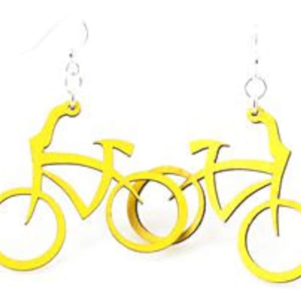 Bicycles Earrings - laser cut from Reforested Wood