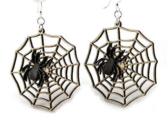 Spider web earring  - Laser Cut Wood Earrings