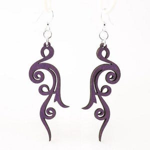 Small Scroll - Wood Earrings