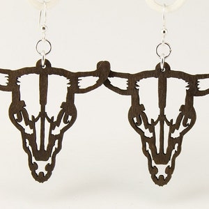 Steer Skull - Laser Cut Wood Earrings - Western Earrings