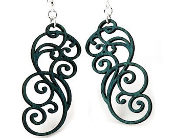 Scroll Work - Laser Cut Wood Earrings