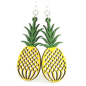 Pineapples Laser Cut Wood Earrings image 1