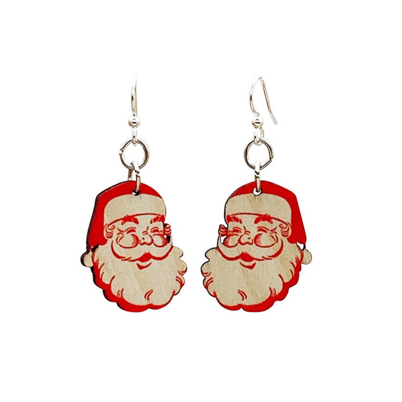 Santa Claus Earrings Laser Cut Earrings image 1