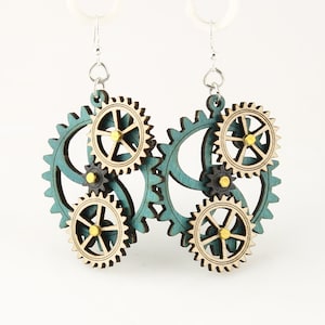 Stylish Design  - Kinetic Wood Gear Earrings - #5005E