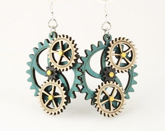 Stylish Design  - Kinetic Wood Gear Earrings - #5005E