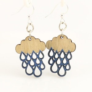 Rain Cloud Blossoms - Wood Earrings
