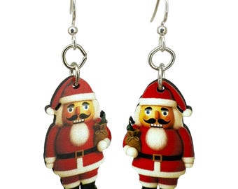 Wooden Santa Nutcracker earrings