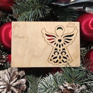 Angel Wood Holiday Ornament Card