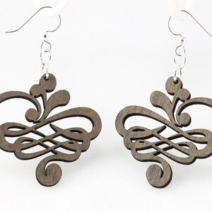 Calligraphy Design  -Laser Cut  Wood Earrings