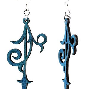 Scroll Ornament Wood Earrings image 1