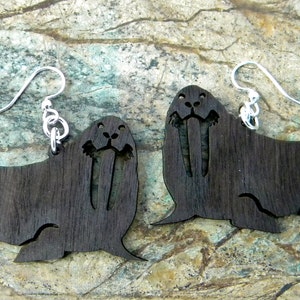 Walrus Wood Earrings Eco Friendly Sustainable Product image 3