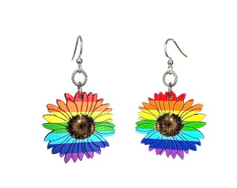 Rainbow Sunflower Earrings #1769