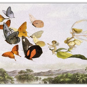 Whimsical Wooden Puzzle - Butterfly Fairy Queen #6733