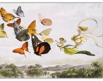 Whimsical Wooden Puzzle - Butterfly Fairy Queen #6733