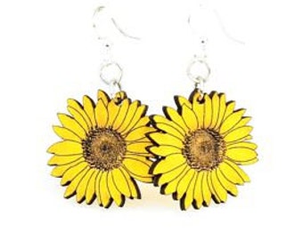 Sunflower Earrings - Laser Cut from Reforested Wood