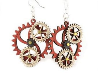 Kinetic Triple Moving Gear Earrings - 5005D